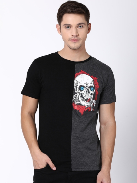 

Blue Saint Men Black Printed Round Neck T-shirt