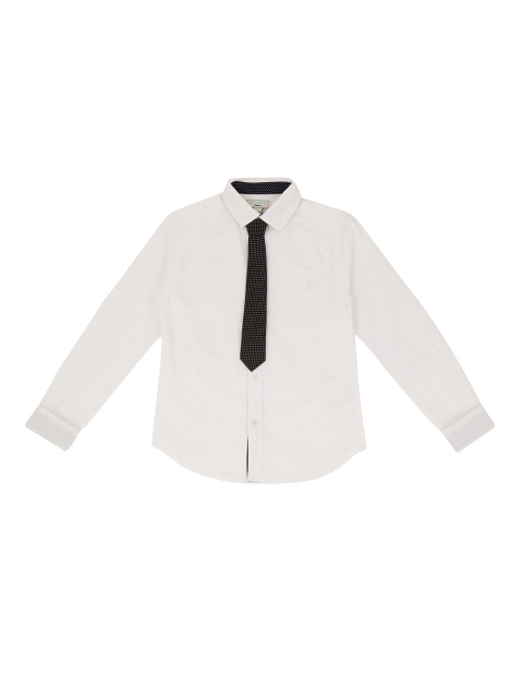 

Pantaloons Junior Boys White Regular Fit Solid Party Shirt