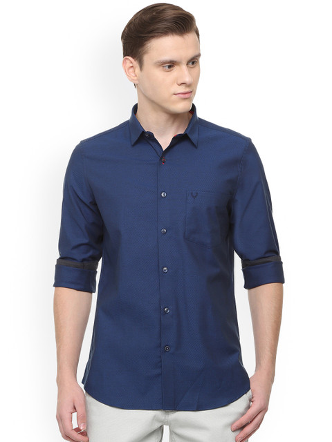 

Allen Solly Men Navy Blue Slim Fit Solid Casual Shirt