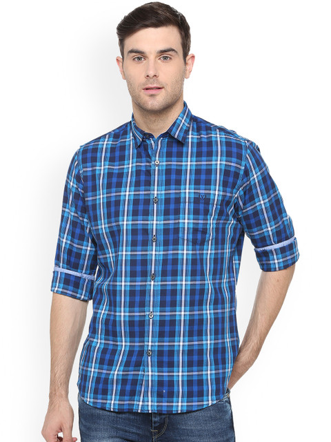 

Van Heusen Sport Men Blue Slim Fit Checked Casual Shirt