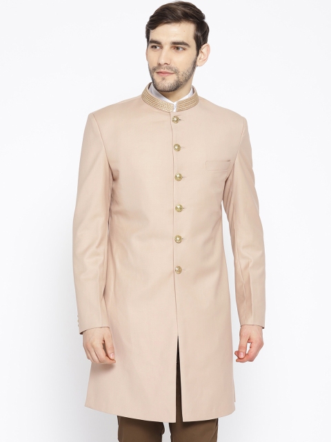 

Shaftesbury London Men Beige Solid Sherwani