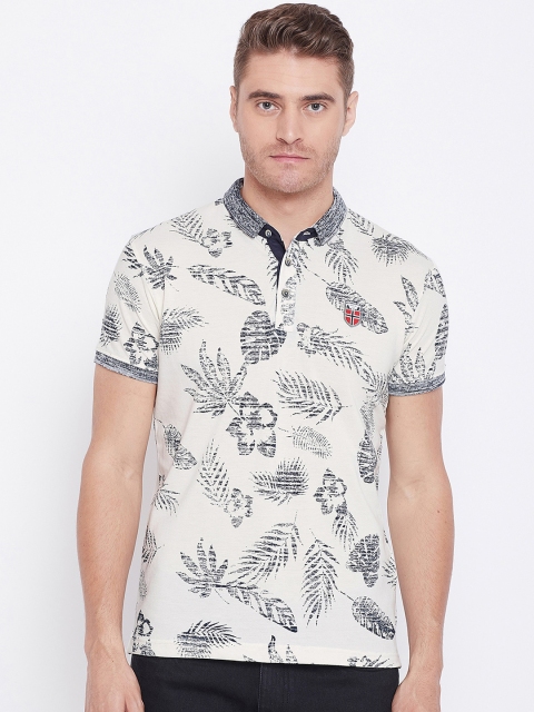 

Duke Men White Printed Polo Collar T-shirt