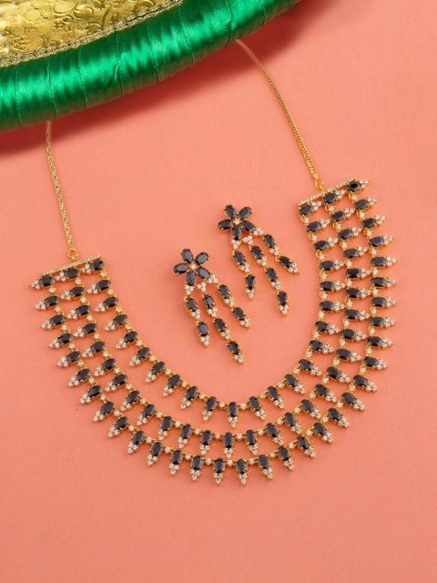 

Voylla Women Brass-Plated & Stone-Studded Jewellery Set, Gold