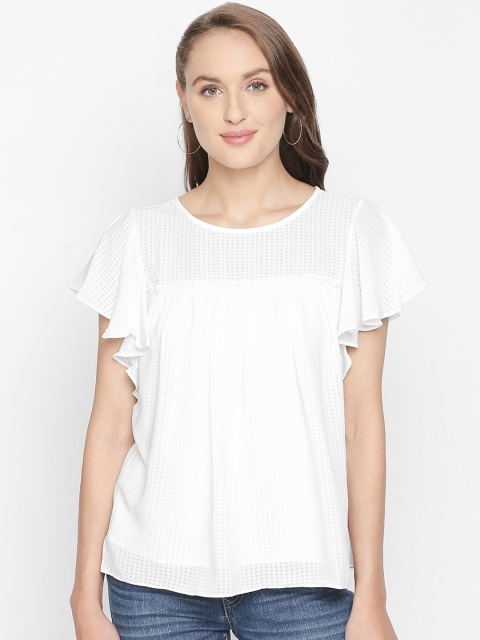 

Honey by Pantaloons Women White Self Design A-Line Top