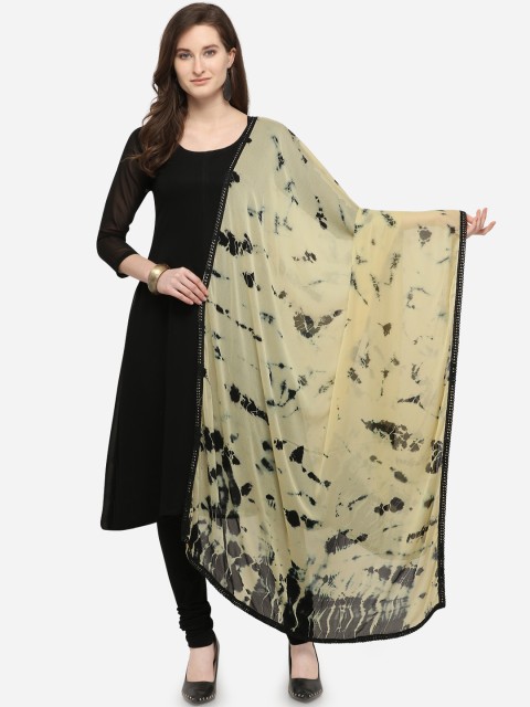 

Satrani Beige & Black Printed Dupatta