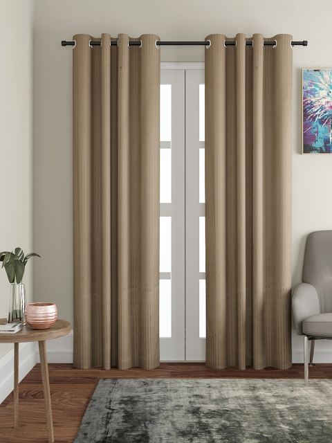 

VRINDA Brown Striped Set of 2 Long Door Curtains