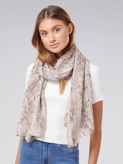 

Forever New Beige & Grey Printed Scarf