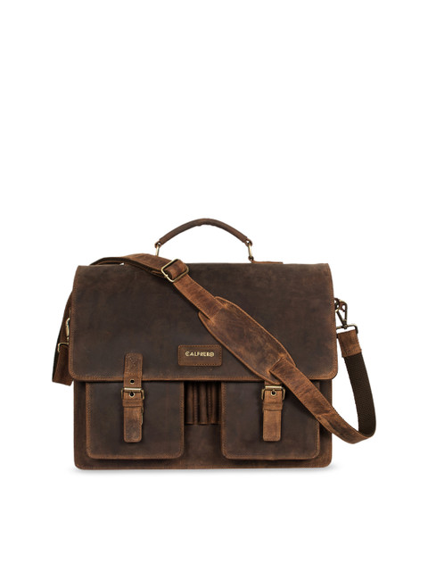 

CALFNERO Men Brown Solid Leather Messenger Bag