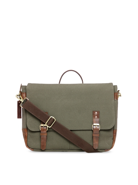 

The House of Tara Unisex Olive Green & Brown Solid Laptop Bag