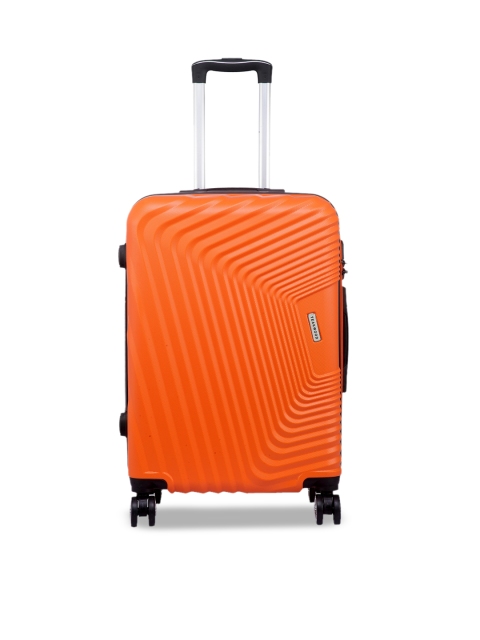 Teakwood Leathers Orange Textured Hard-Sided Medium Trolley Bag