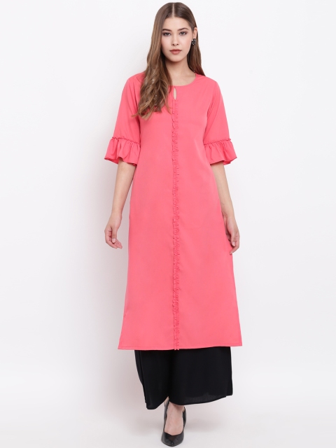 

Shakumbhari Women Pink Solid Straight Kurta