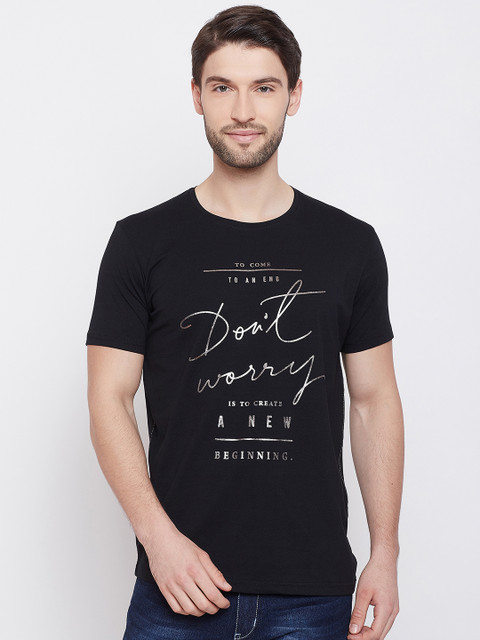 

Duke Men Black Printed Round Neck T-shirt