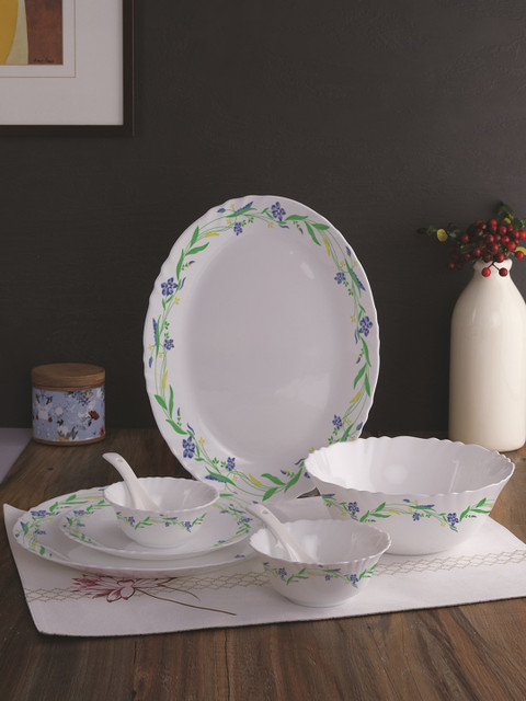 

Cello White Printed 33-Pieces Opalware Dinner Set