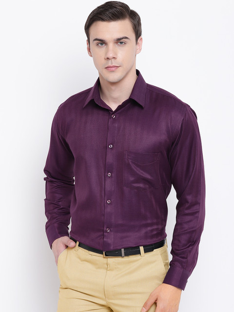 

Hancock Men Purple Regular Fit Solid Formal Shirt