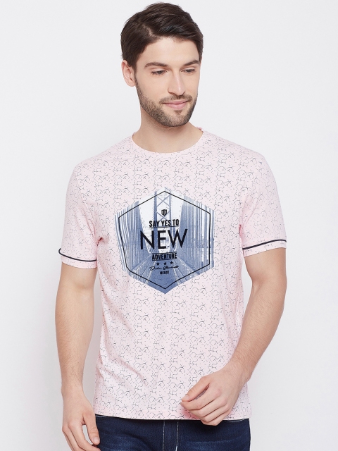

Duke Men Pink Printed Round Neck T-shirt