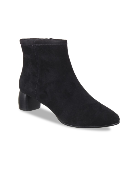 

Clarks Women Black Solid Leather Heeled Boots
