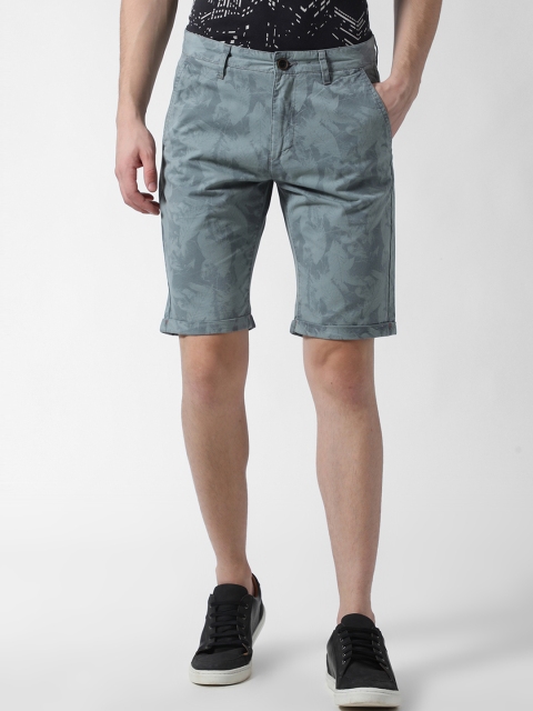 

Peter England Casuals Men Grey Printed Slim Fit Regular Shorts