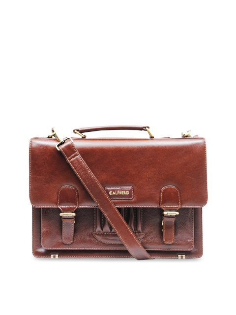 

CALFNERO Men Brown Solid Leather Messenger Bag