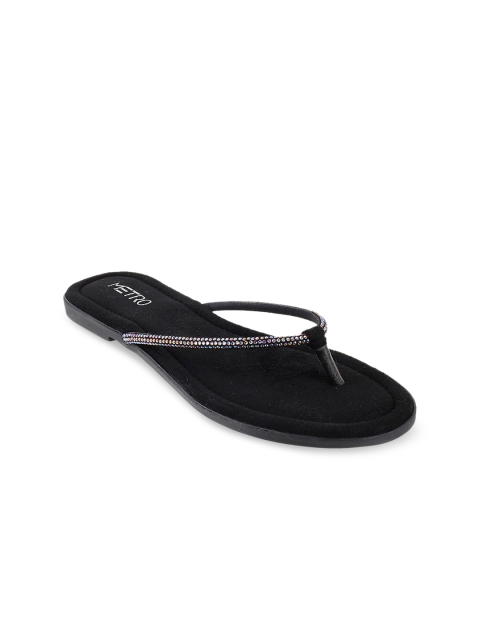 

Metro Women Black Solid Open Toe Flats