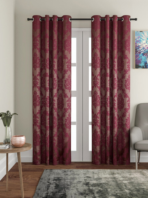 

VRINDA Purple Ethnic Woven Design Set of 2 Door Curtains