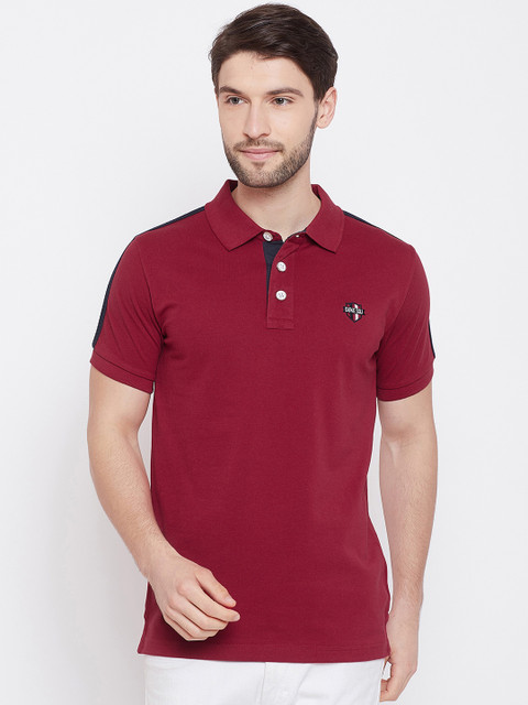 

Duke Men Red Solid Polo Collar T-shirt