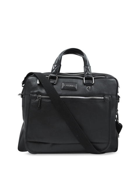 

CALFNERO Men Black Solid Leather Messenger Bag