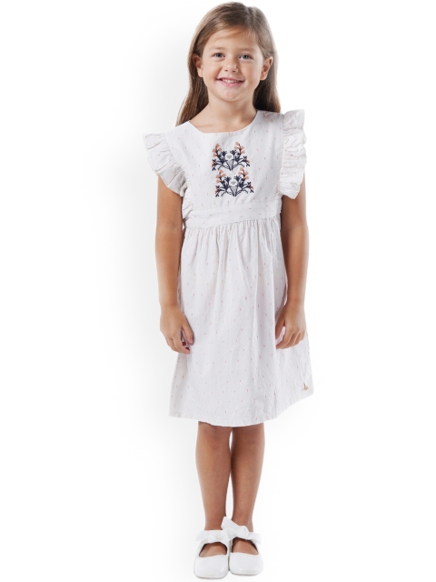 

Cherry Crumble Girls Off-White Printed Fit and Flare Dress