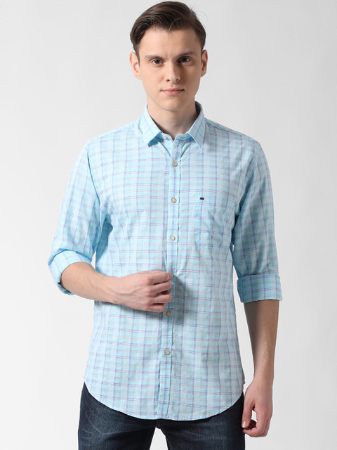 

Peter England Casuals Men Blue Slim Fit Checked Casual Shirt