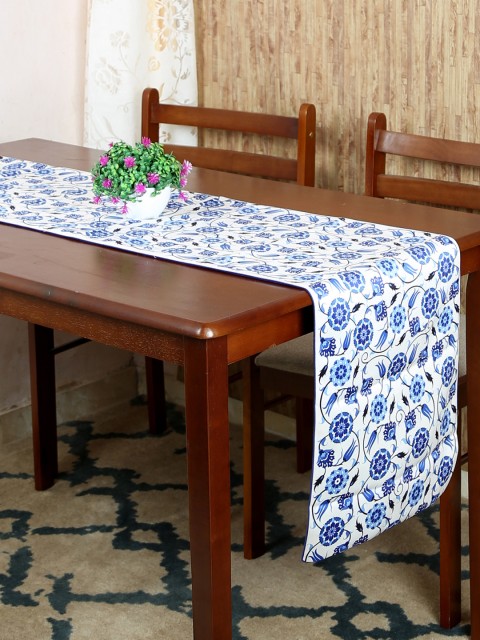 

Reinvention Factory Blue & White Printed Table Runner
