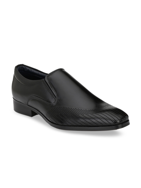 

SADDLE & BARNES Men Black Leather Formal Slip-Ons