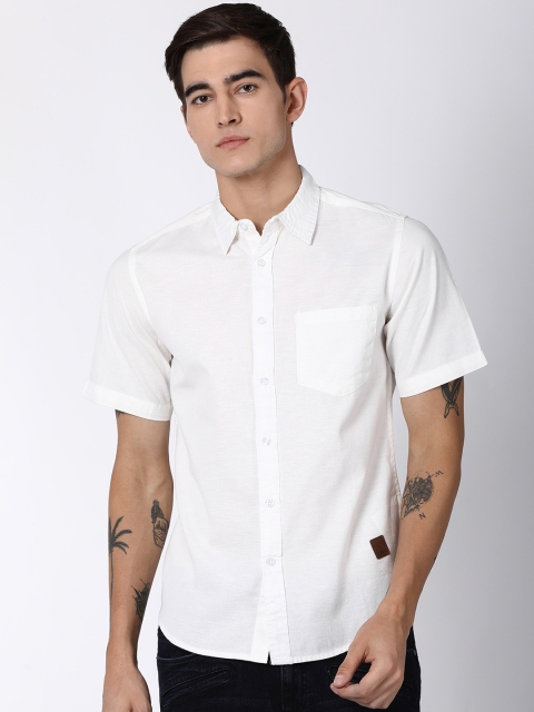 

Blue Saint Men White Slim Fit Solid Casual Shirt