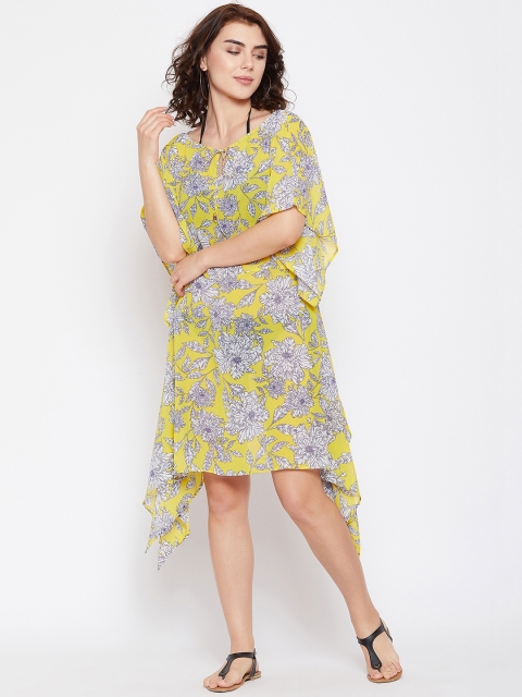 

The Kaftan Company Women Yellow & White Printed Kaftan Cover-Up Dress