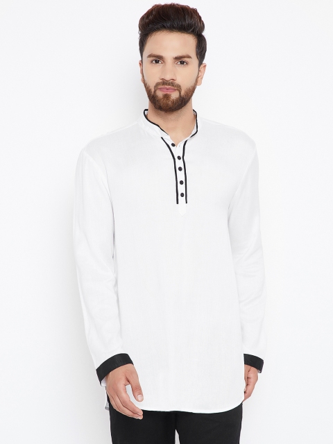 

Qsymia Men White Solid Straight Kurta