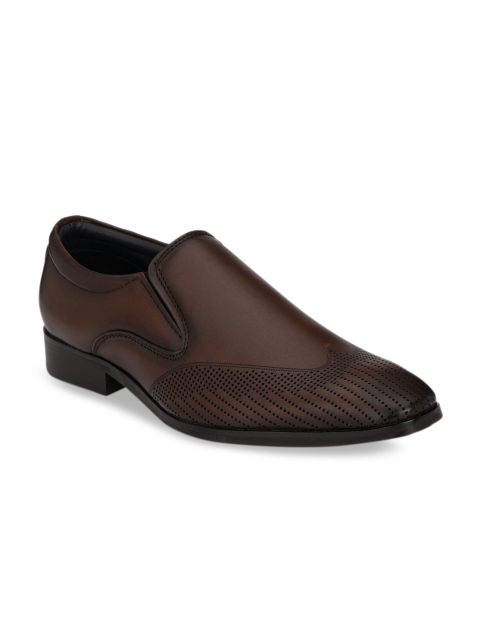 

SADDLE & BARNES Men Brown Leather Formal Slip-Ons