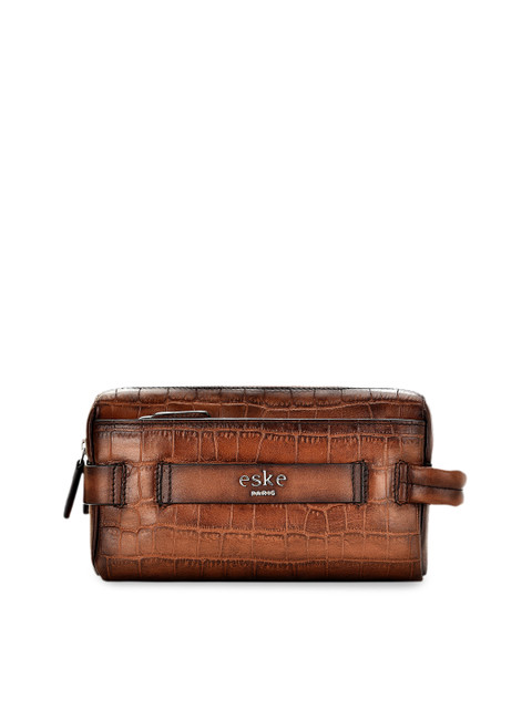 

Eske Women Tan-Brown Textured Leather Travel Pouch