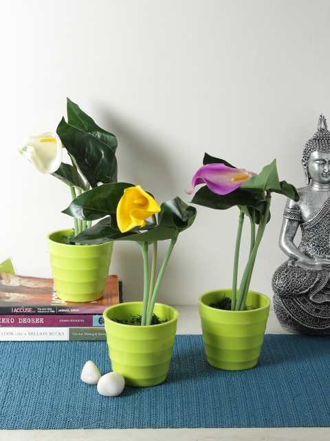 

House Of Accessories Set of 3 Multicoloured Artificial Plants With Pots, Multi