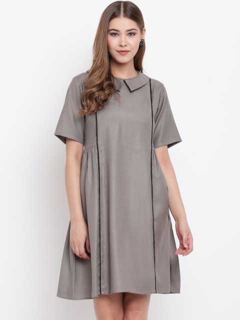 

Shakumbhari Women Grey Solid A-Line Dress