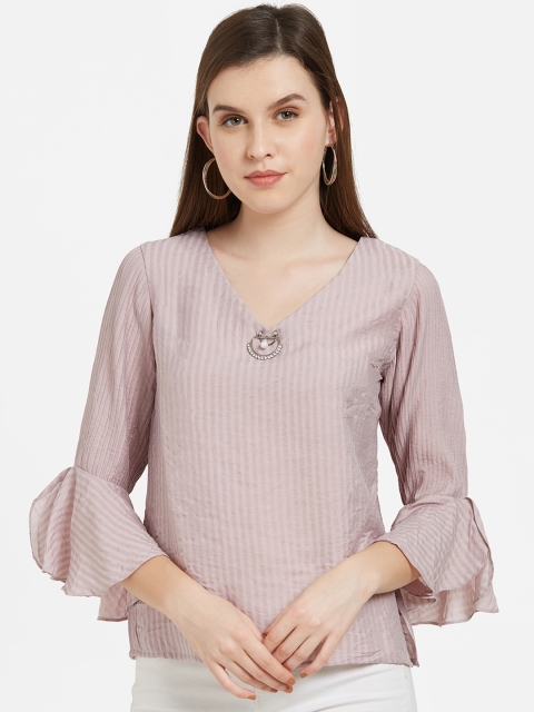 

Soie Women Mauve Striped Top