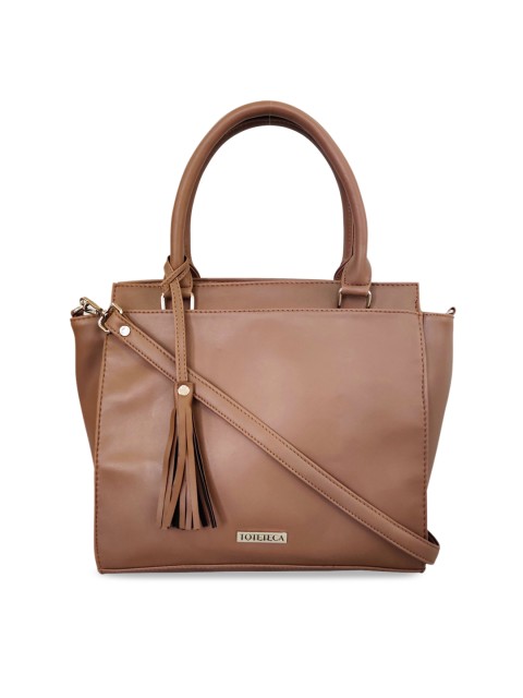 

Toteteca Beige Solid Handheld Bag
