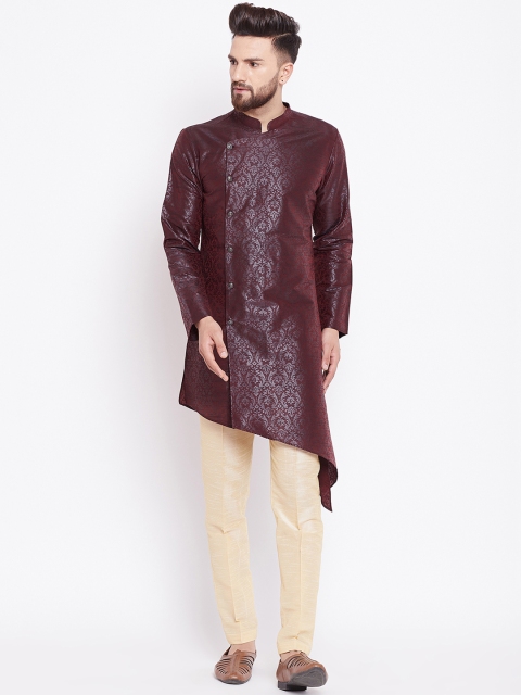 

See Designs Men Burgundy & Beige Printed Kurta with Trousers