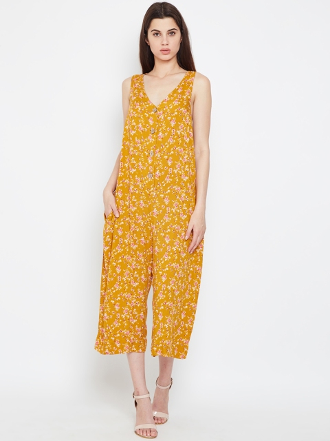 

Oxolloxo Yellow Floral Printed Culotte Jumpsuit