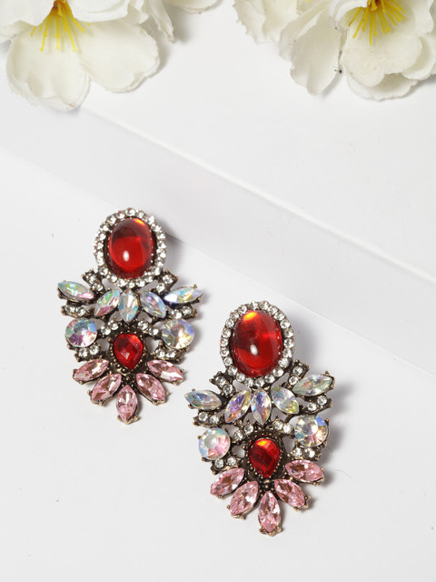 

AVANT-GARDE PARIS Gold-Plated Contemporary Drop Earrings, Red