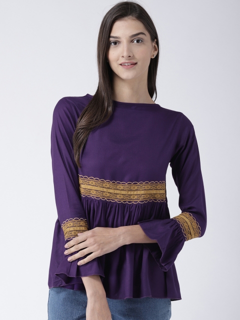 

The Vanca Women Purple Solid Peplum Top