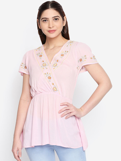 

Oxolloxo Women Pink Printed A-Line Top