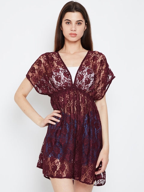 

Oxolloxo Women Maroon Lace Kaftan Cover-Up Dress S19394WBW002