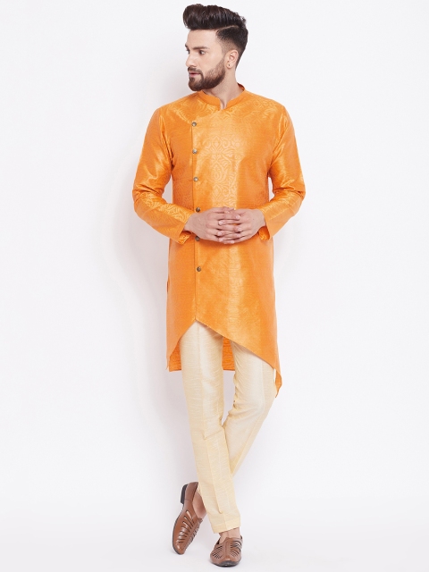 

See Designs Men Mustard Orange Printed Straight Kurta