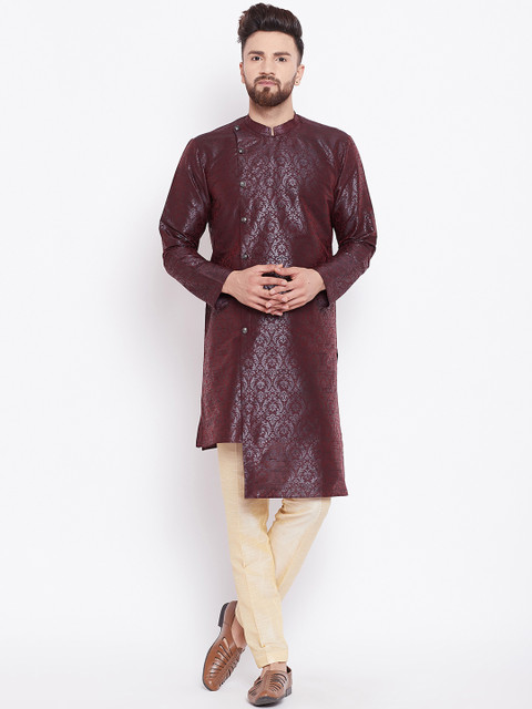 

See Designs Men Burgundy & Beige Printed Kurta with Trousers