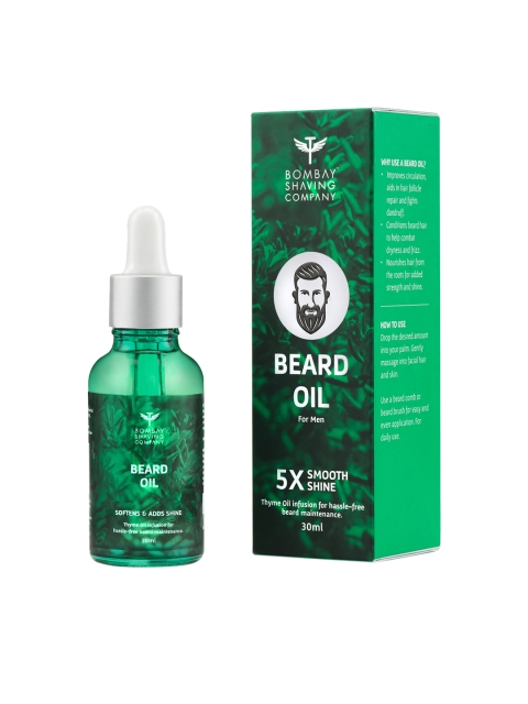 

Bombay Shaving Company Moustache & Beard Growth Oil For Men Thyme 30ml, Green