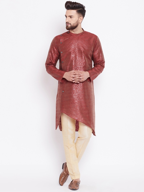 

See Designs Men Burgundy Printed Straight Kurta
