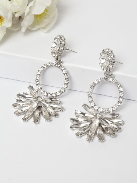 

AVANT-GARDE PARIS Silver-Toned & Rhodium-Plated Contemporary Drop Earrings